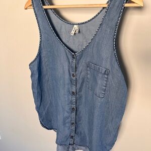 Mudd Blue Denim Tank‎ Top | 90's Vintage Vibe | Button-Front Detail